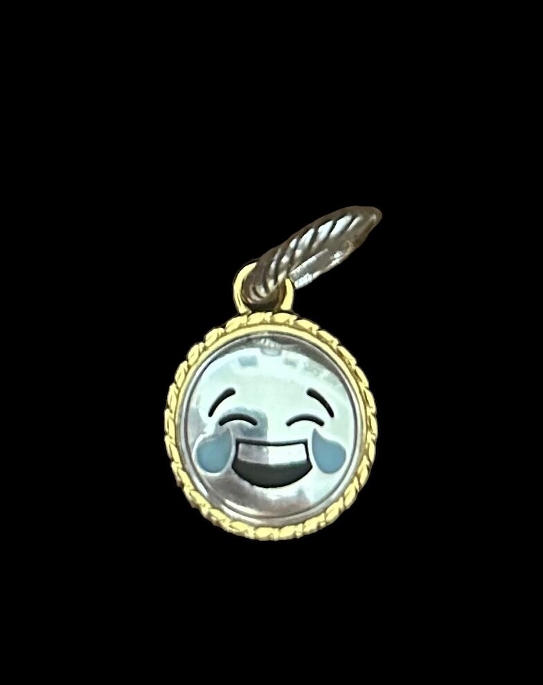 Brighton Text me Charm- LOL EMOJI- round-gold & silver color -blue tears