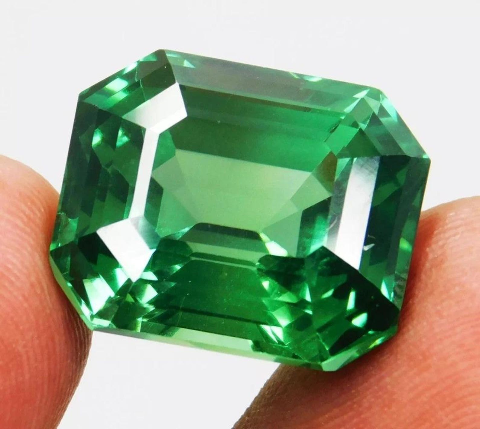 10-12 Ct Natural Green Sapphire Emerald Cut Certified Faceted Loose Gemstone