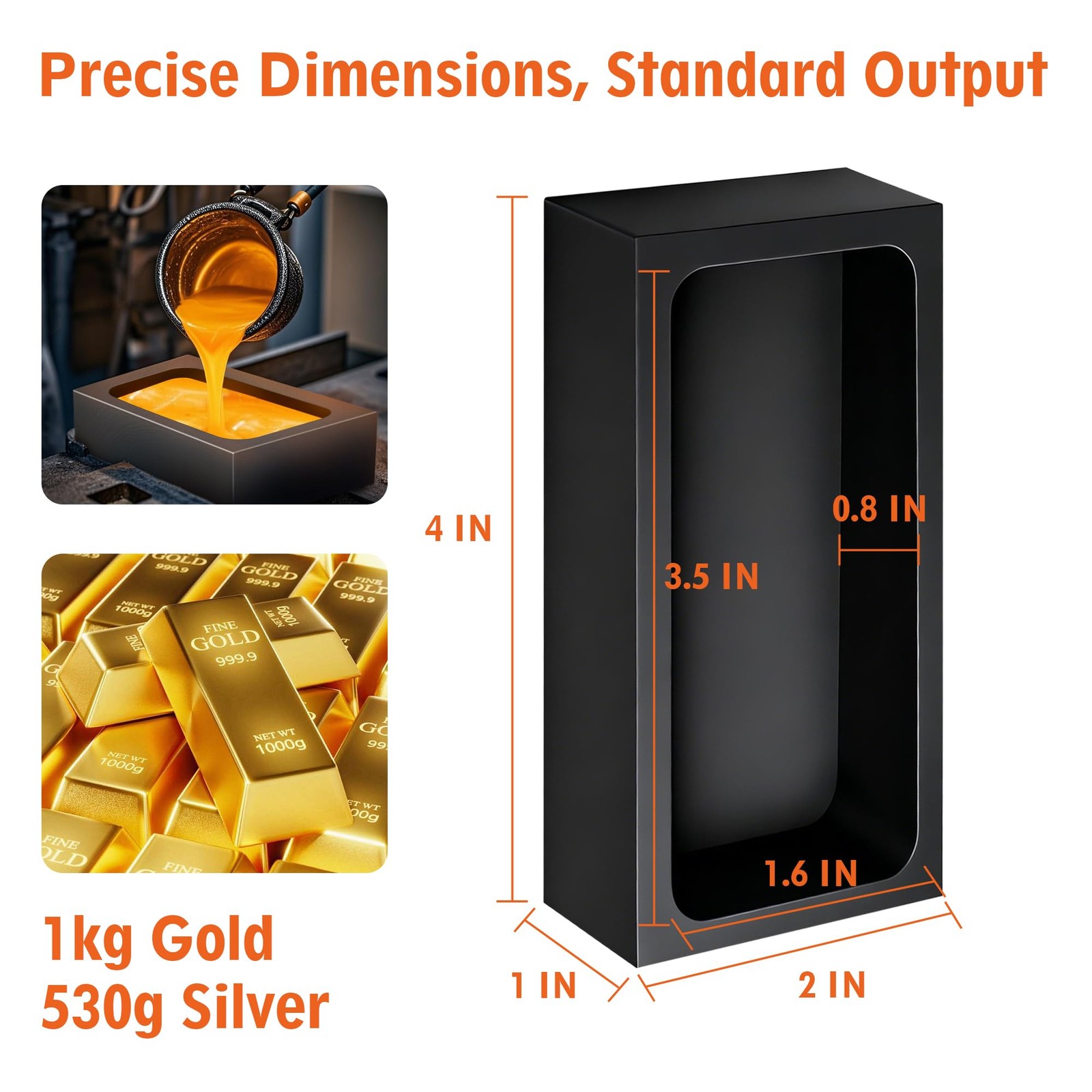 4 Pcs 1Kg High-Purity Graphite Ingot Molds for Casting Gold Silver Aluminum Copp