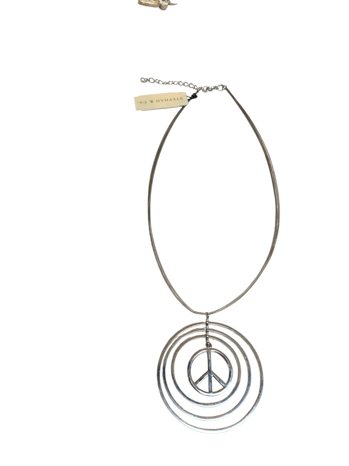 Stephan & Co Women’s Trendy Silver Plated Peace Pendant Wire Necklace