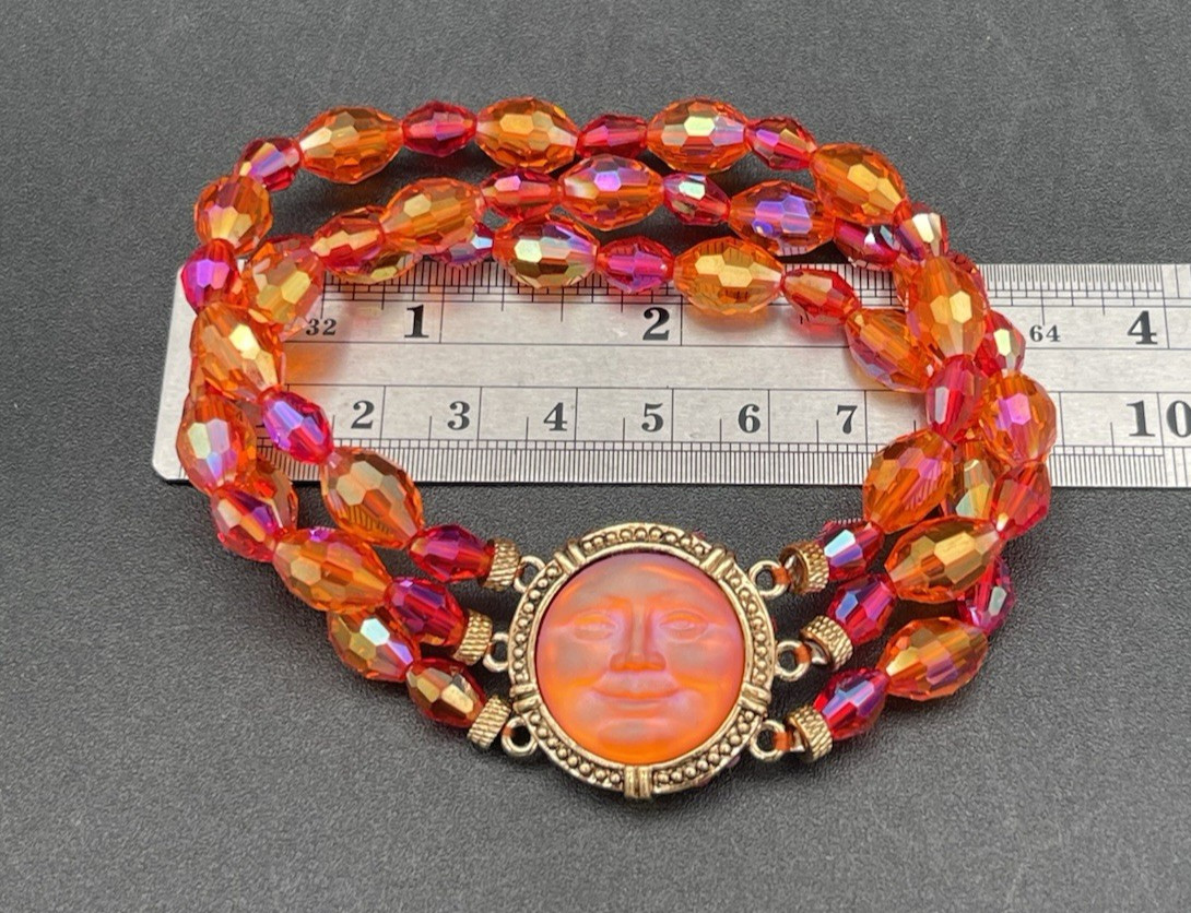 VTG Kirks Folly Expect Miracles Moon Face Crystal Multi Strand Bracelet Unsigned