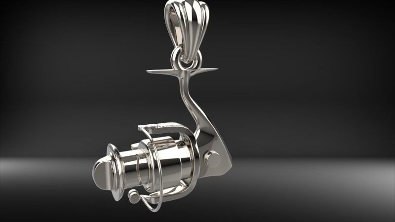 Fishing Reel Pendant | 999 Fine Silver 19mm | Handmade USA