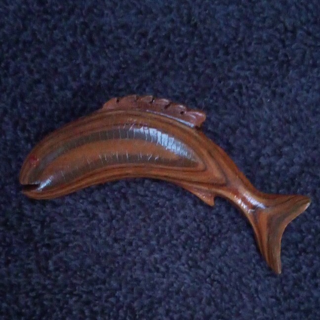 Carved Brown Fish Brooch Pin 3 in Long, Animals & Fishing Theme Vintage