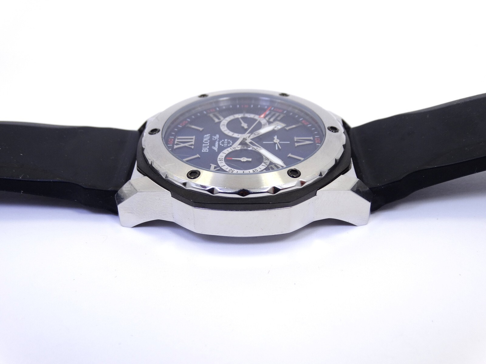 BULOVA 98B258 MARINE STAR Chronograph Blue Dial Stainless Steel Quartz Watch