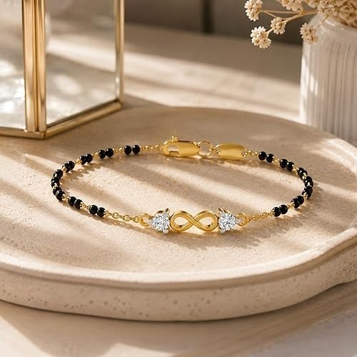 0.32ct Natural Lab Grown Diamond 925 Silver Black Beads Wedding Bracelet Jewelry