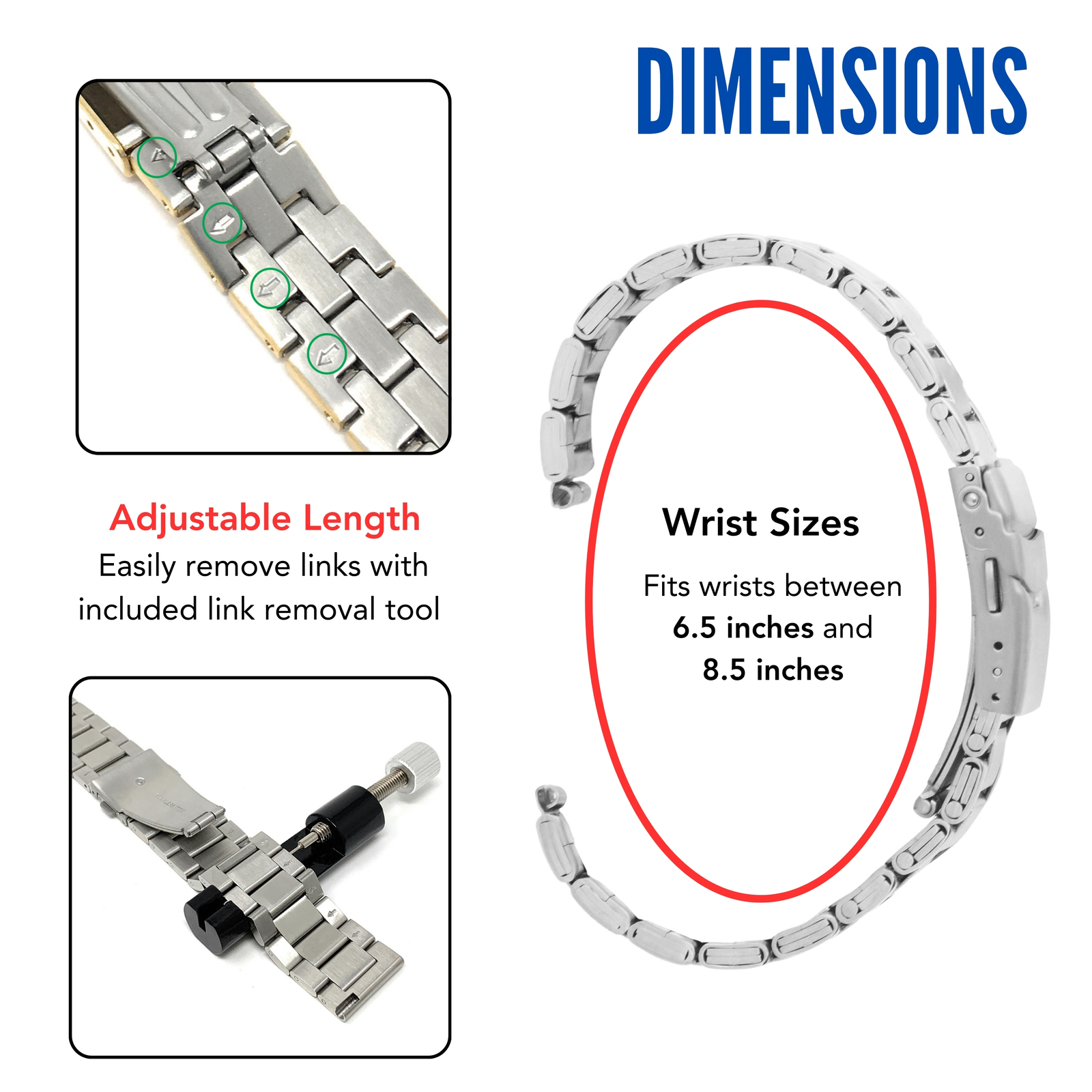 20mm Curved Steel Metal Watch Band Bracelet for Movado Museum Classic