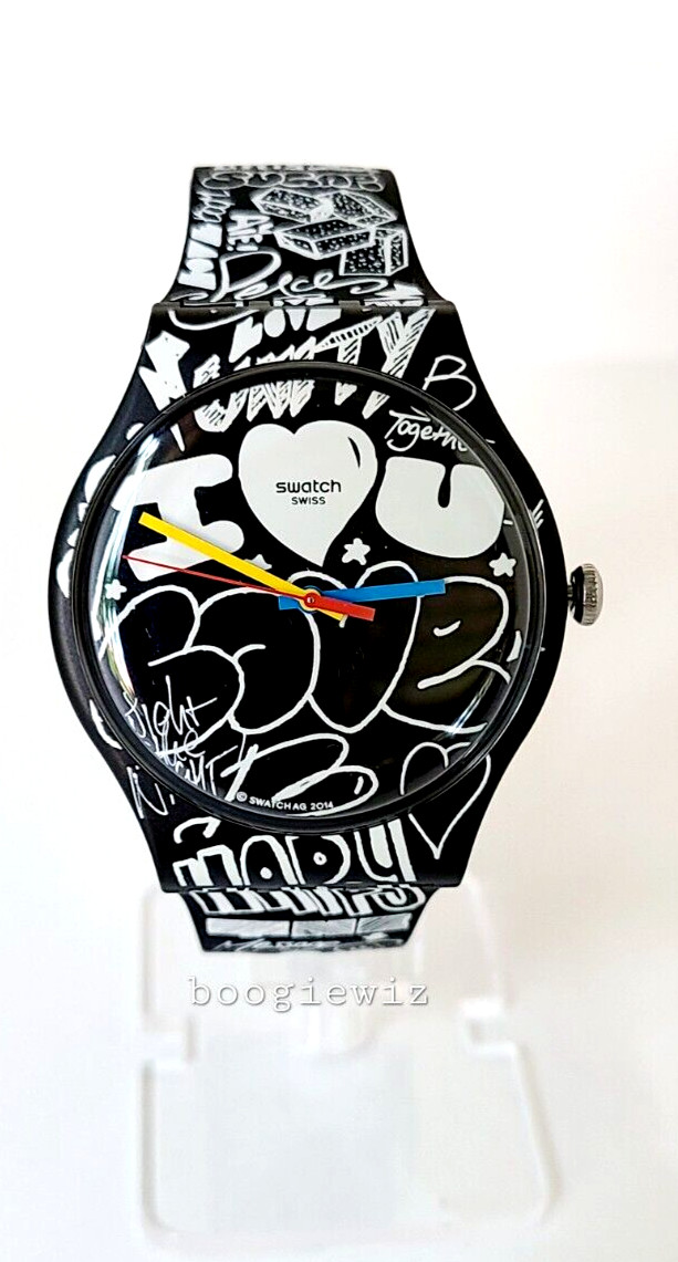 SWATCH, SWISS MADE, MODEL LOVE WALL WATCH, WRITE IT ON THE WALL, SUOB125, NIB