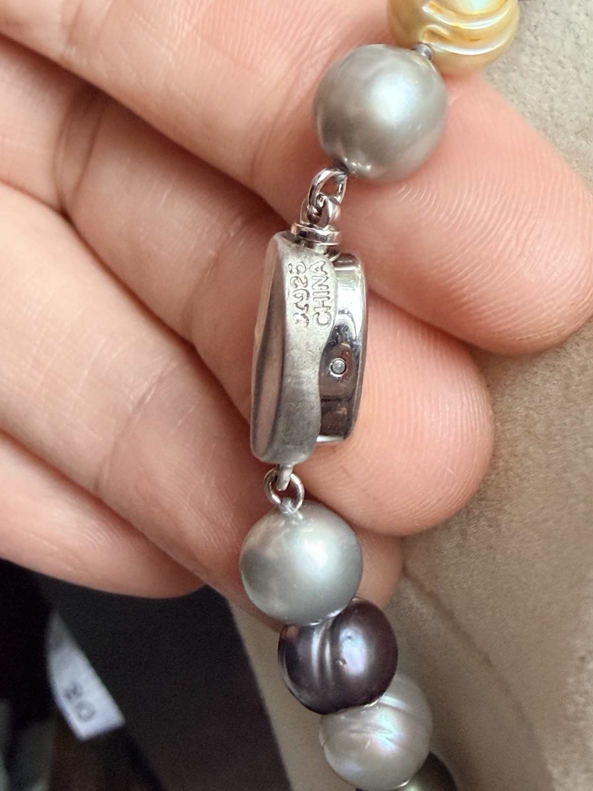 Genuine Multicolor Cultured Freshwater Pearl Necklace 925 Sterling Silver Clasp