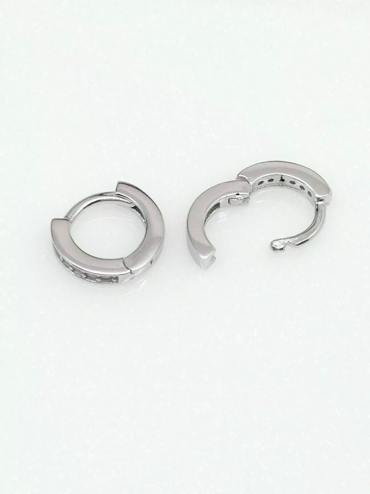1Ct Round lab created diamond Women’s Tiny Huggie Hoop Earrings 14K White Gold