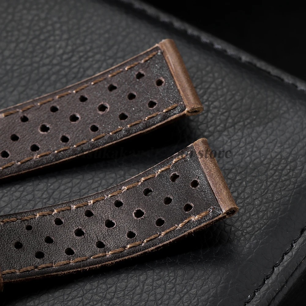 Vintage 70’s Perforated Leather Rally Watch Band Quick Release 18/19/20/22mm