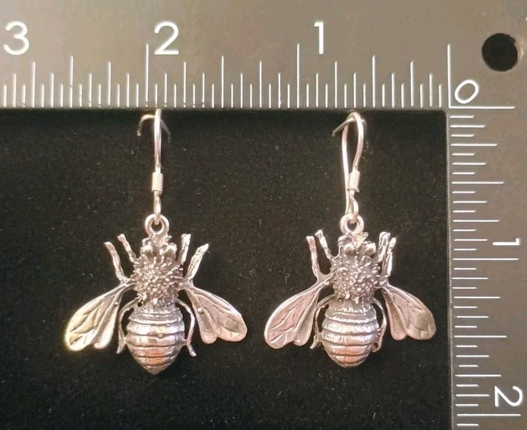 Taxco Bumblebee Honey Bee Insect Dangle Earrings 9.5+g 925 Sterling Silver
