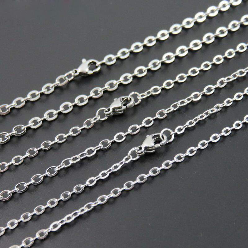 1.5/2/2.4/3mm 100pcs/Lot Stainless Steel Silver Cross Chain Men Necklace Finding