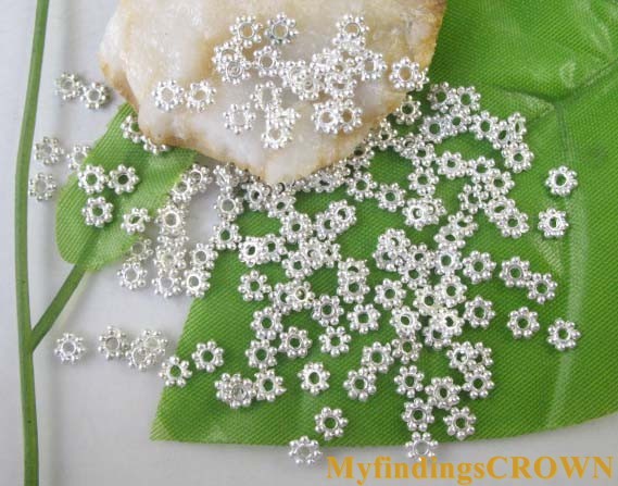 Wholesale 1000PCS Silver plated daisy spacer beads 4mm for jewelry making W308