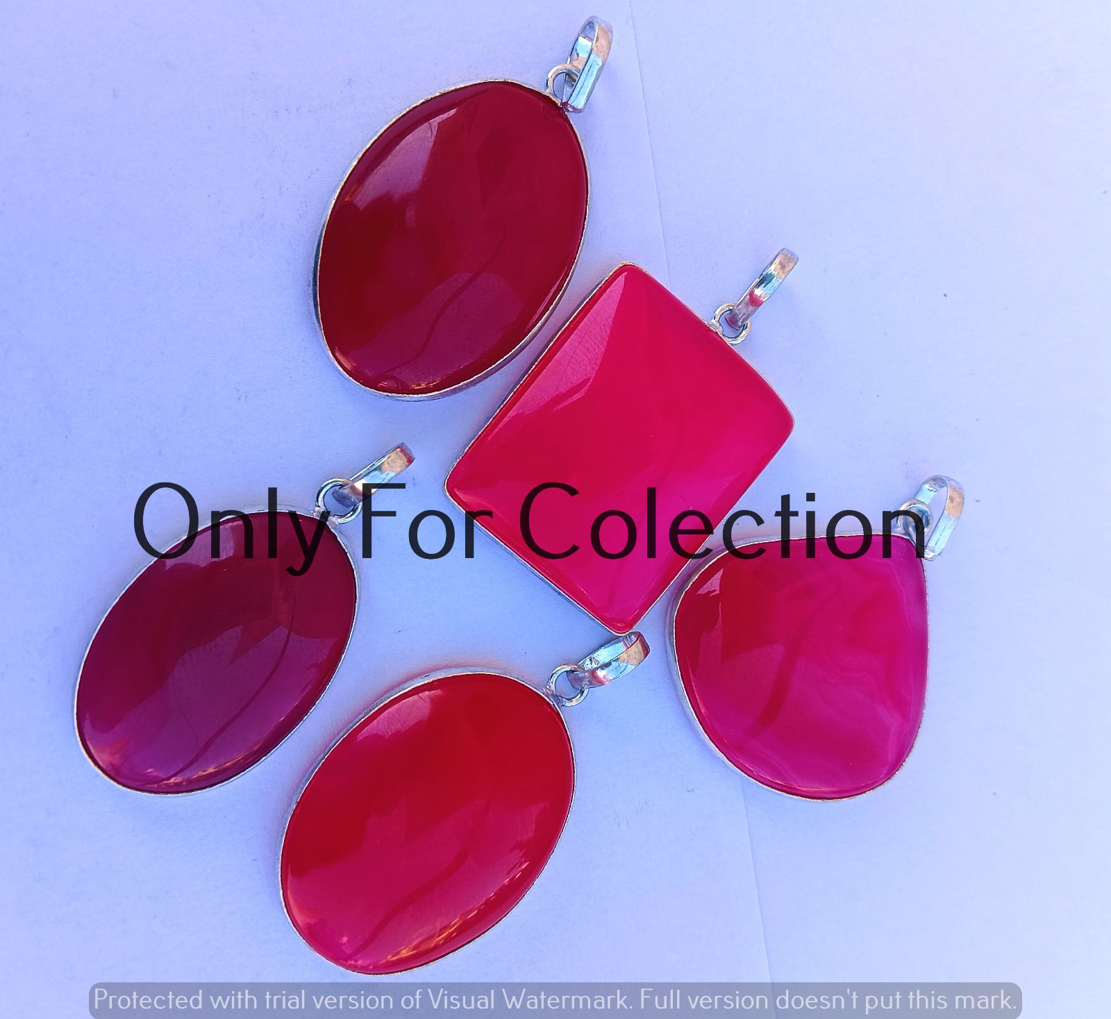 925 Sterling Silver Plated Pink Banded Agate Gemstone Pendant Lot Tribal Jewelry