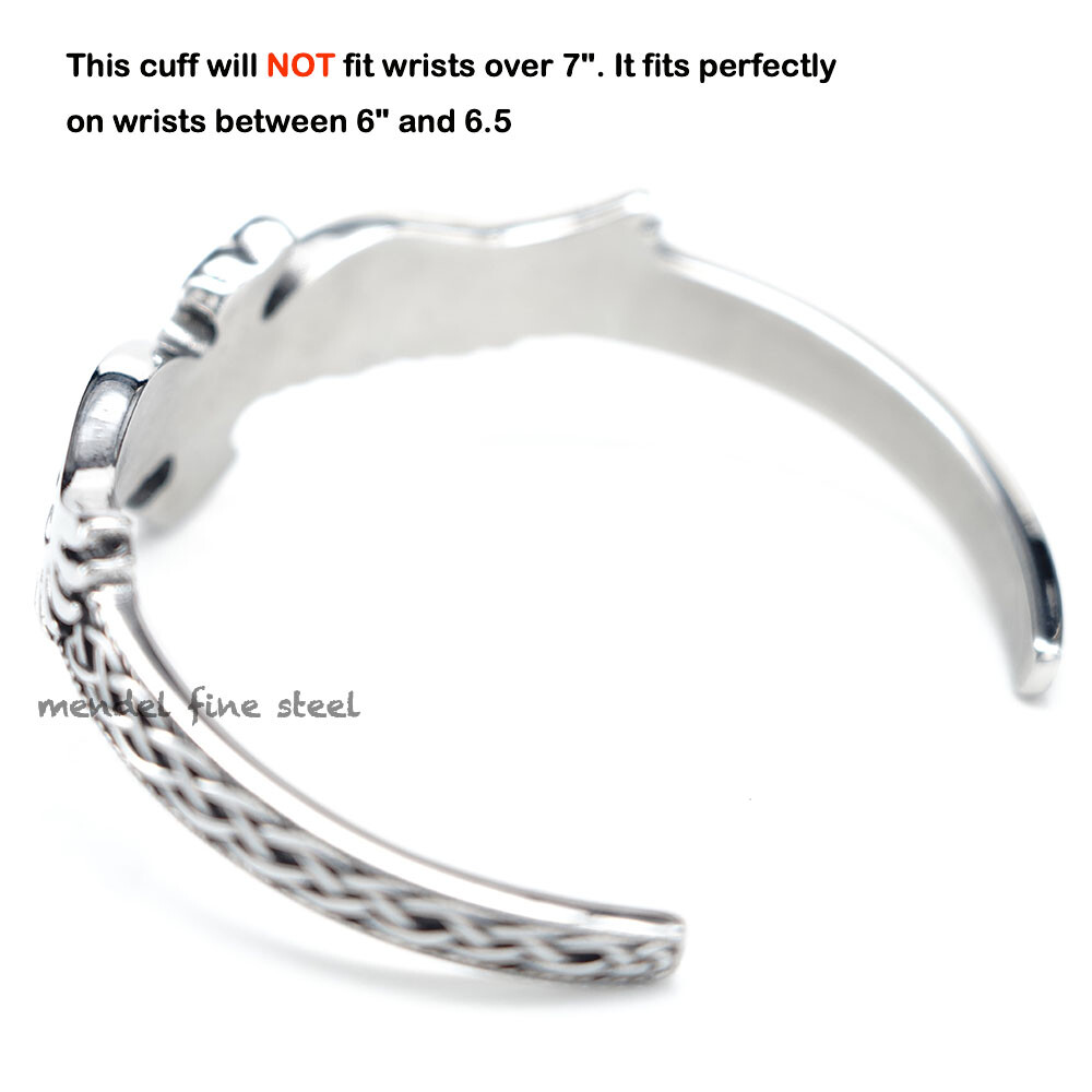 MENDEL Y2K Statement Mens Womens Celtic Raven Irish Knot Cuff Bangle Bracelet