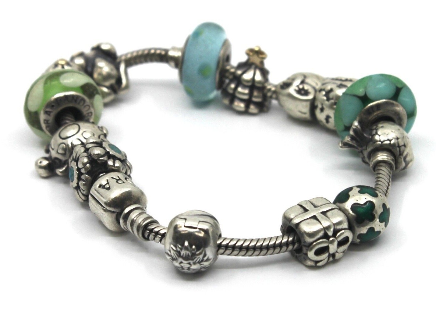 Sterling Silver Pandora 14 Charms Bracelet 7.5″inch Long