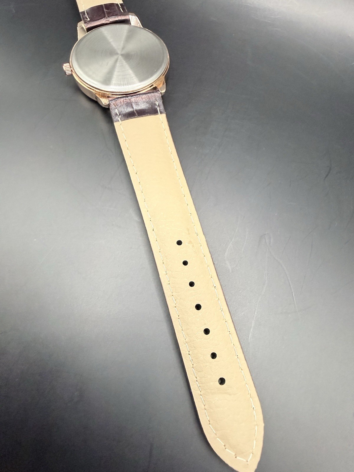 Mreurio Mens Brown Tone Leather Analog Day Date Quartz Watch As Is Working