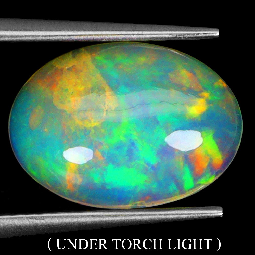 Oval AAA Floral Flash Play Of Color Crystal Fire Opal 3.21ct 14x10mm Gemstone