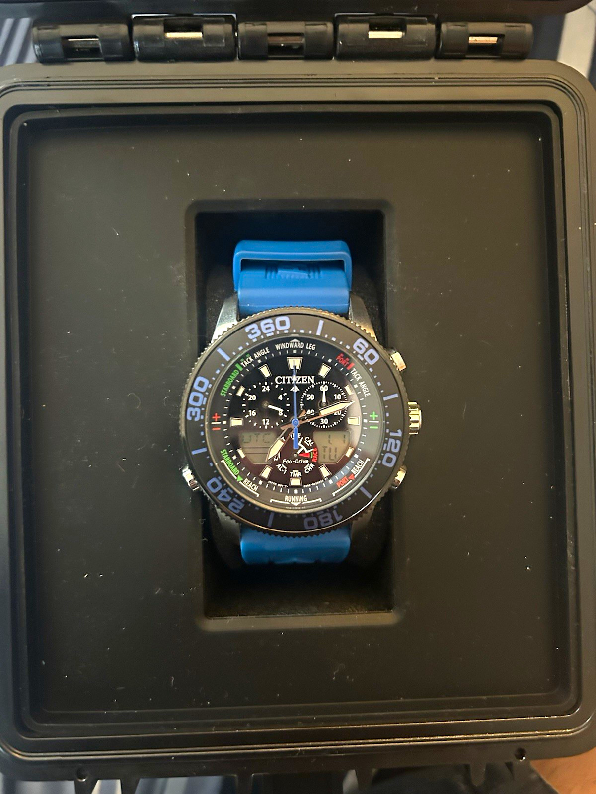 Citizen Promaster Eco-Drive Chronograph 200m Black Dial Blue Rubber 44mm