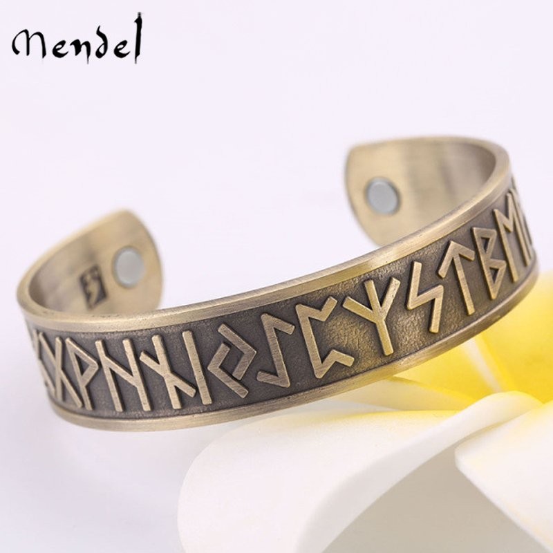 MENDEL Mens Nordic Norse Viking Rune Bracelet Bangle Men Amulet Cuff Wristband