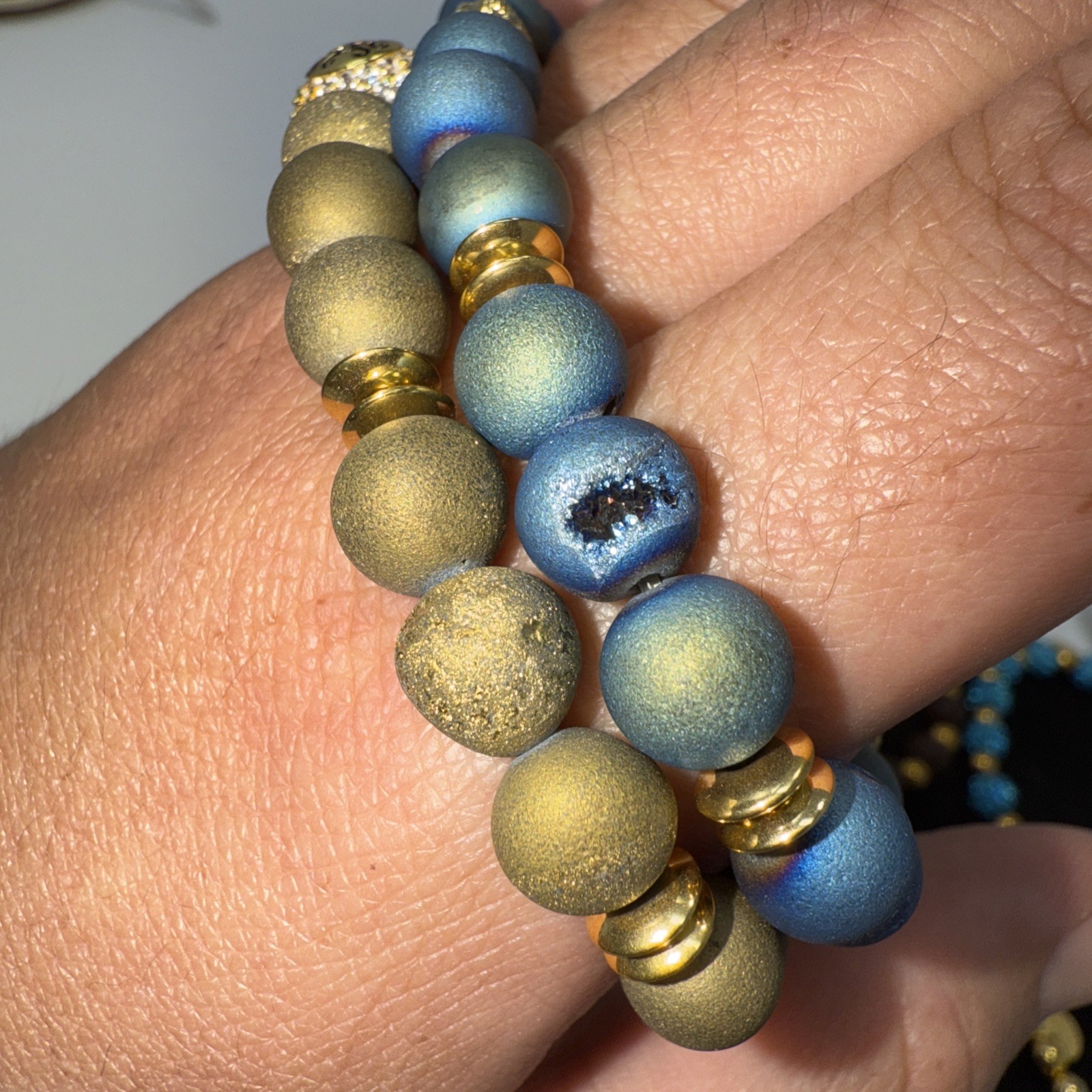 Rustic Cuff Bracelet Set Beaded Charm Stretch Colorful Gold Tone Multicolor Lot
