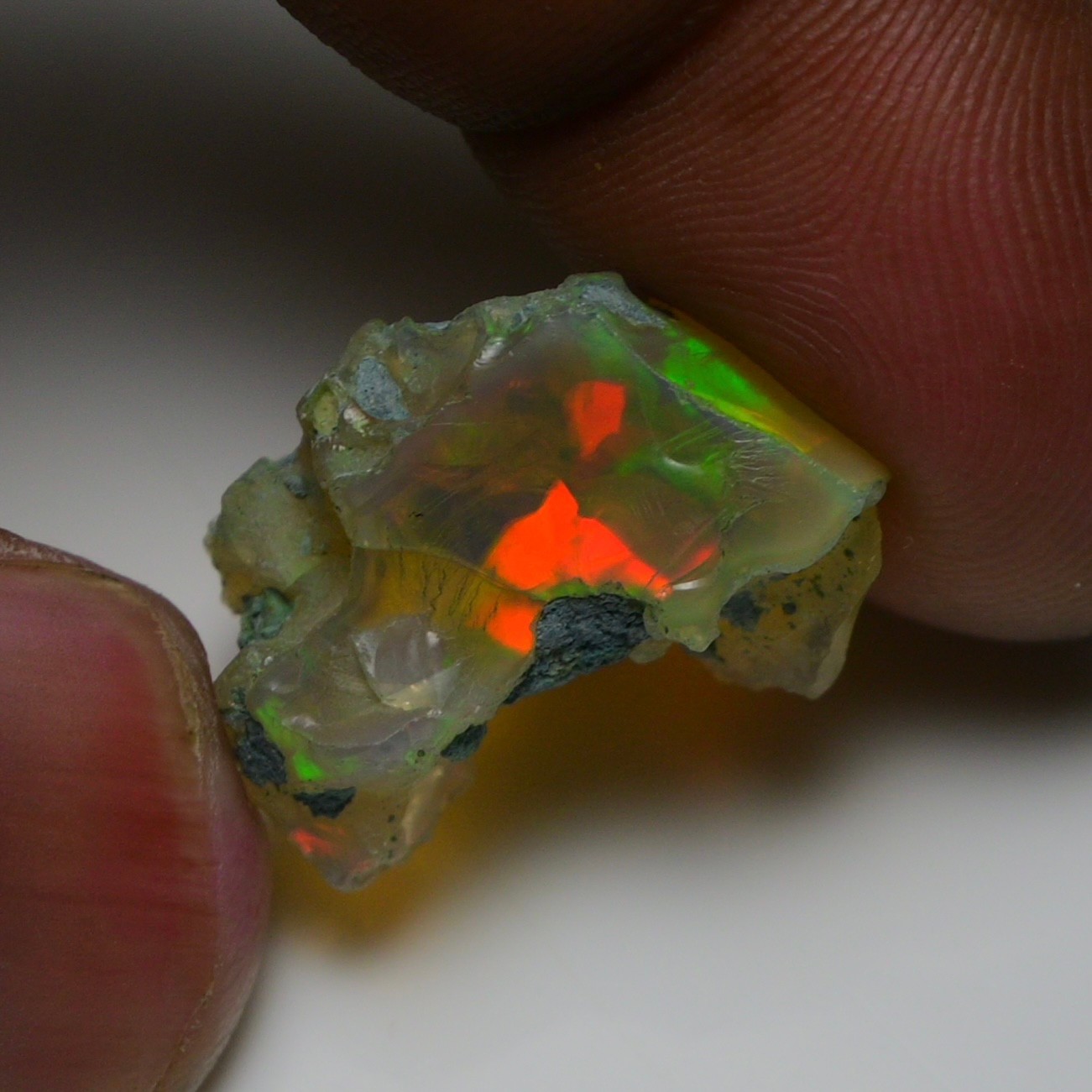 Jewelry Grade Black Opal Rough 13.90 Cts, Natural Ethiopian Raw, Neon Fire Opal