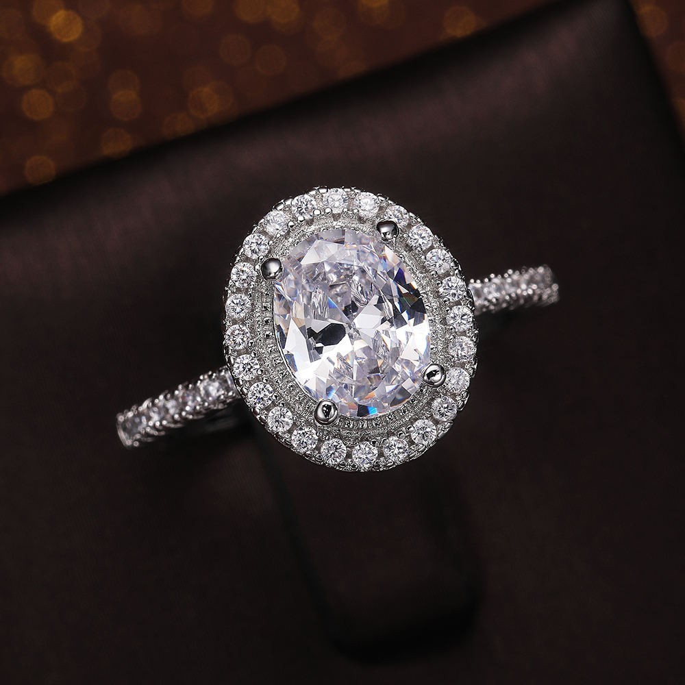 4 Ct oval cut real moissanite wedding engagment ring 14k white gold plated