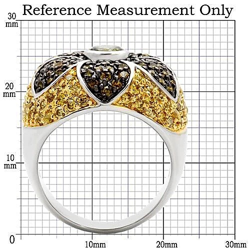 Women’s Flower Cocktail Ring, Multicolor CZ, Rhodium, 14K Gold & Ruthenium Pl…