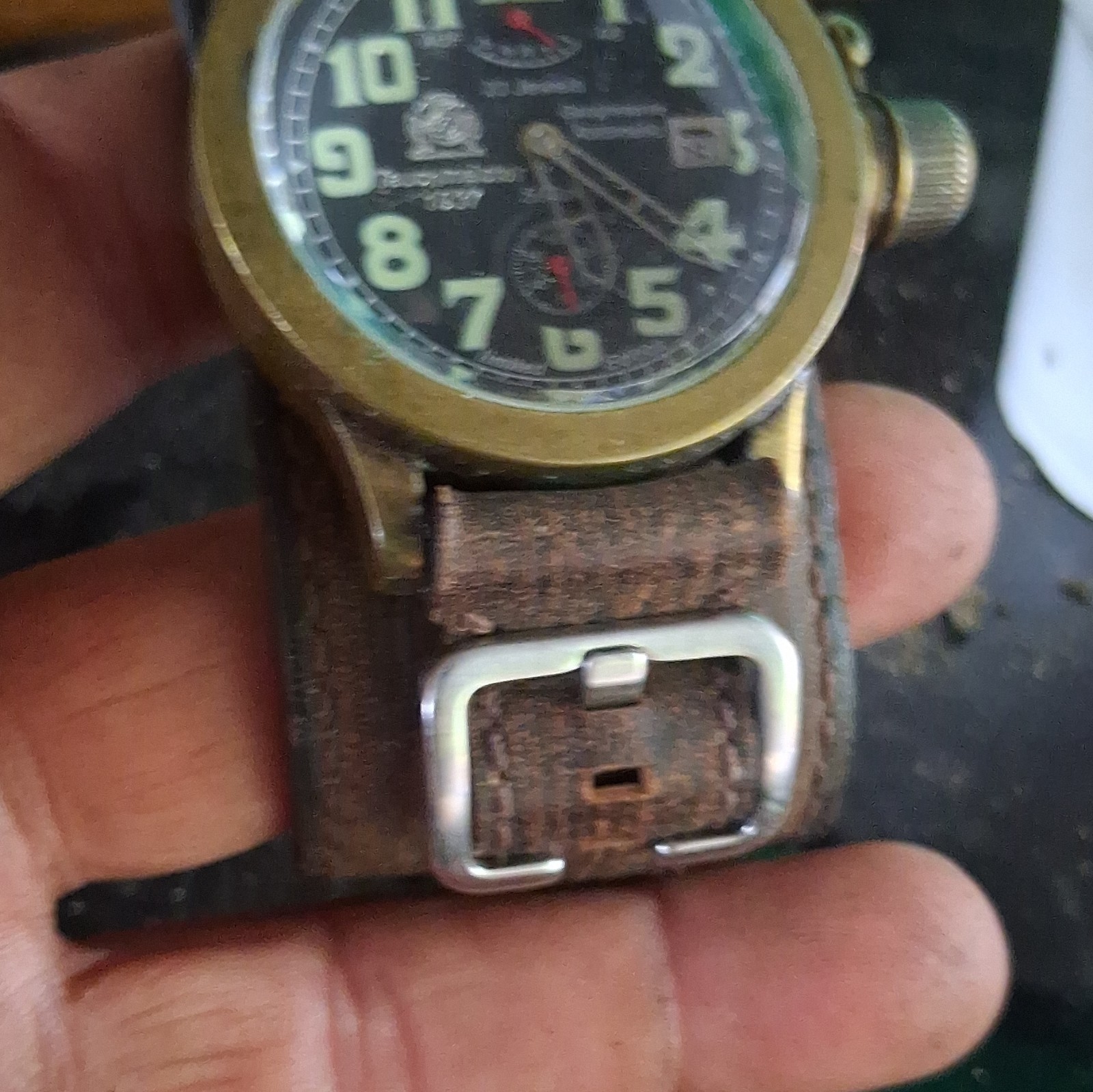 Vostok Komandirskie Automatic 24J Date Black Dial Brown Leather Strap 40mm