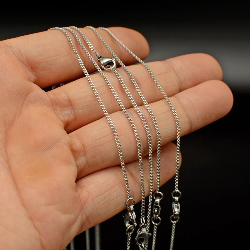 50 Pieces Stainless Steel Curb Chain Necklace Gold Color Cuban Curb Chain Curb