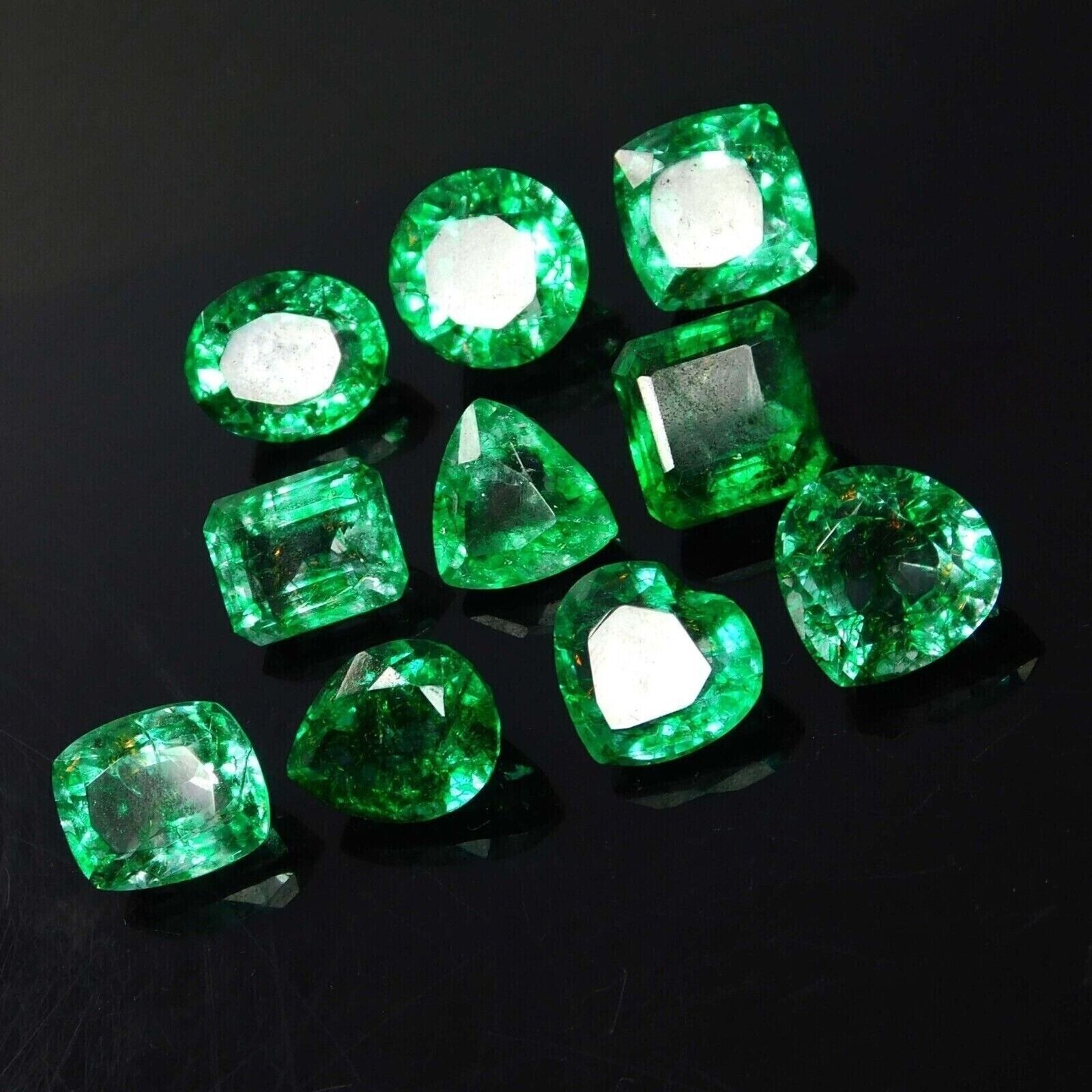 105 Ct 9 Pcs EGL Certified Natural Green Emerald Lot Mixed Cut Loose Gemstone