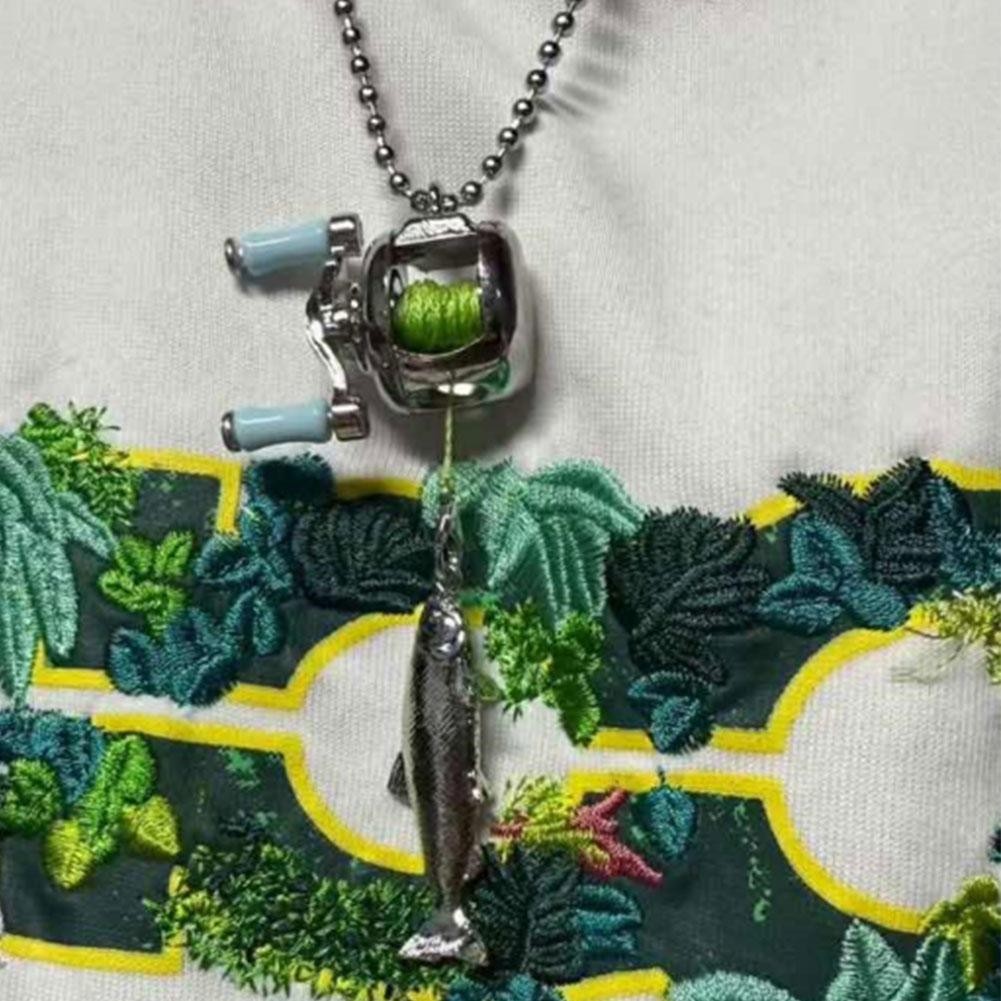 Fishing Reel Necklace Mini Rotating Reel Necklace Angler Jewelry Pendant Gift