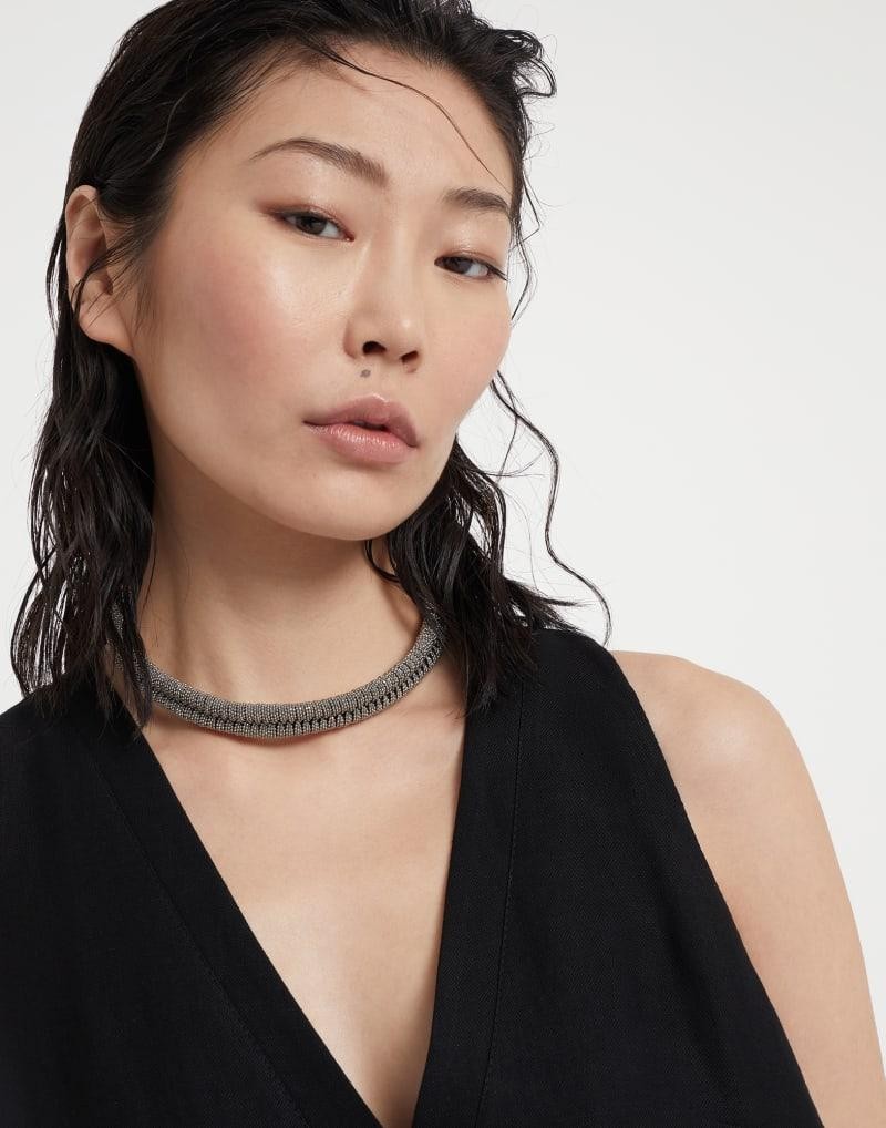 BRUNELLO CUCINELLI WOMEN’S SILVER-TONE WOVEN CHOKER NECKLACE MSRP $1900