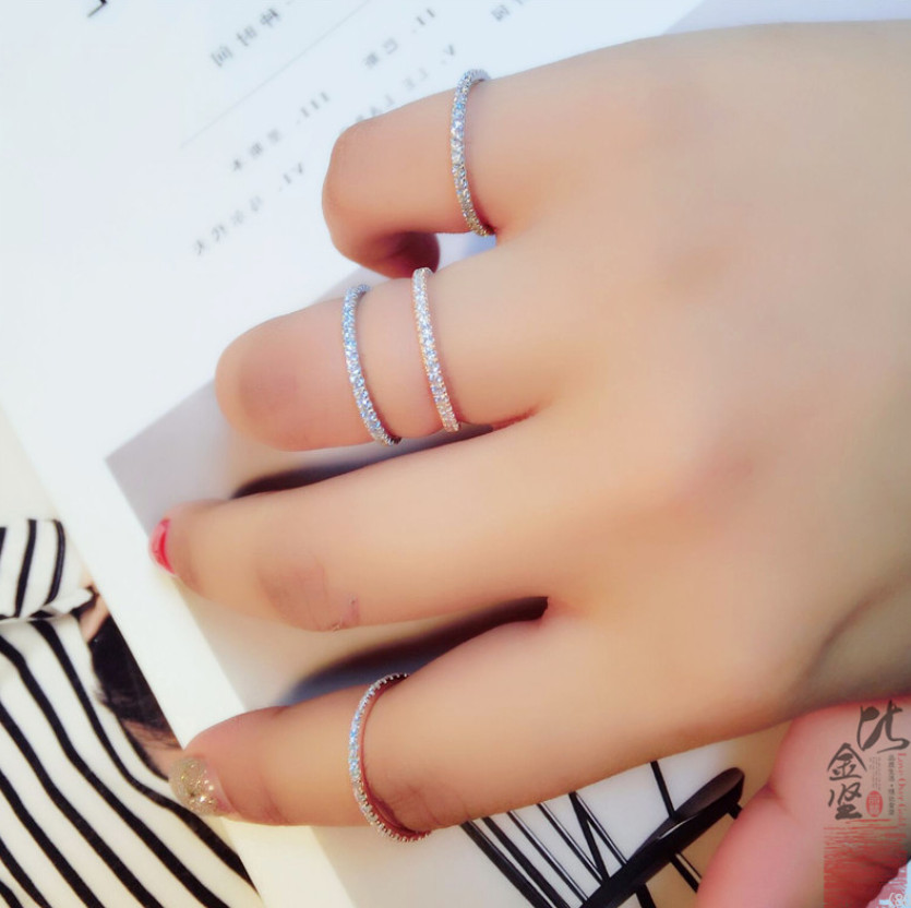 White Gold Plated Woman Girl Eternity Infinity Tennis Forever Love CZ Ring PE24