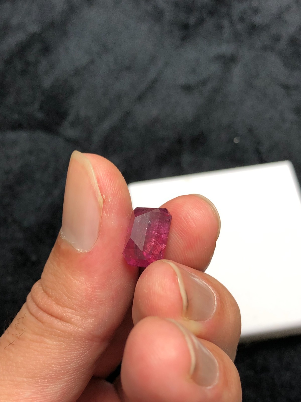Natural Purplish Pink Tourmaline, Emerald Cut, Hand Faceted