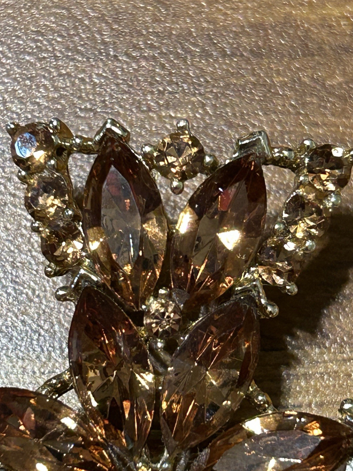 Signed Vintage 70s WEISS RARE 2-1/2” Maltese Cross Orange Austrian Crystals