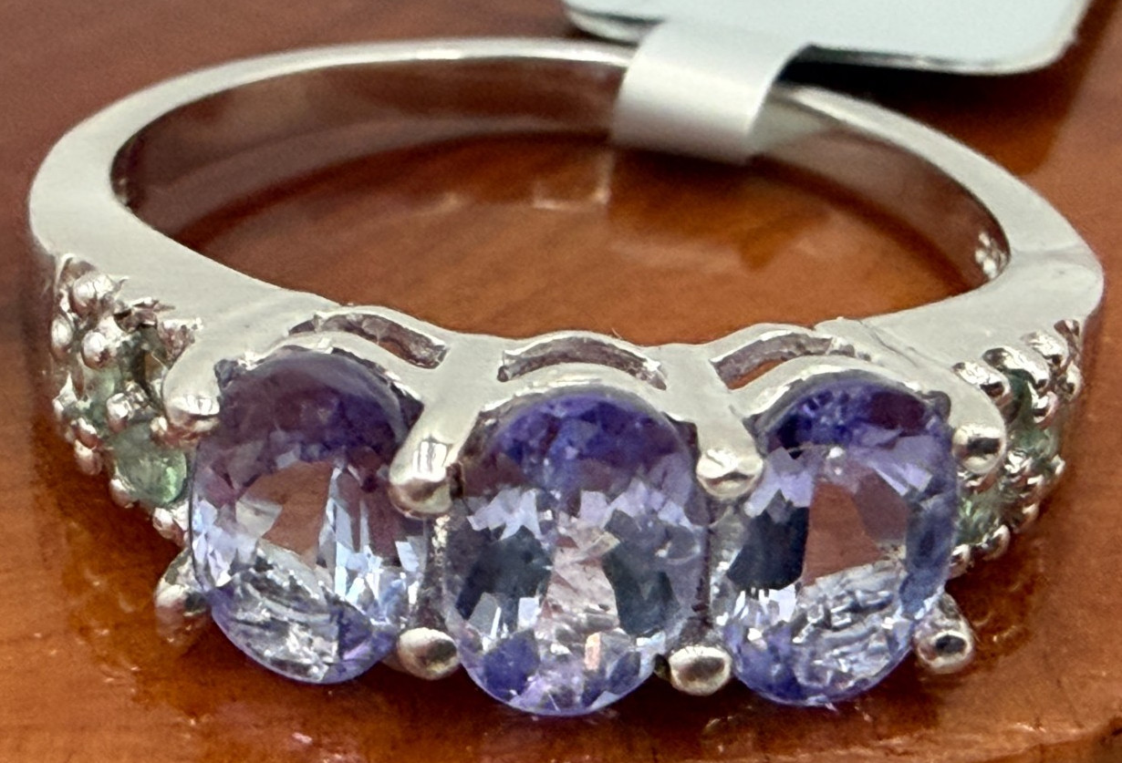 .925 Sterling Silver Amethyst Ring Size 8.75 Made In Jaipur India