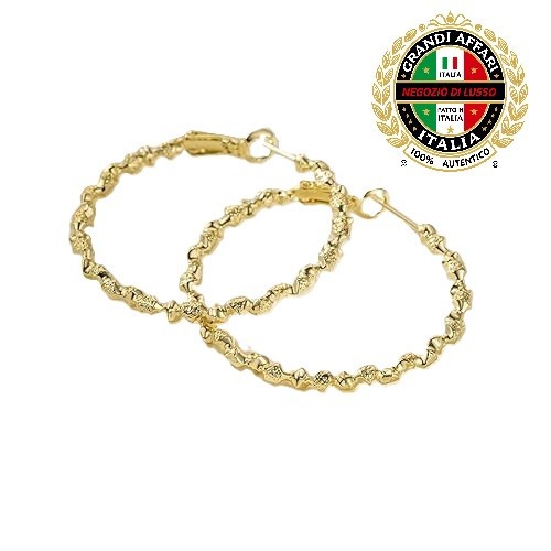 Italian 14K Gold Hoops Earrings Twisted Solid Large Women 40mm X 3mm
