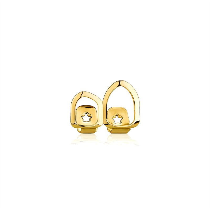 Hip Hop Braces Gold Plated Two Skeletonized Cuspid Braces Single Teeth Props
