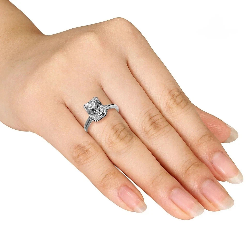 1.50Ct solid 14K Luxury Round White Gold Cut Natural Diamond Engagement Ring