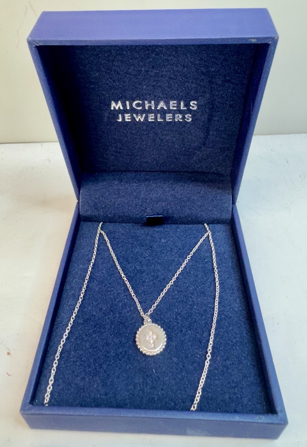NEW Gabriel & Co Cross Necklace 925 Sterling Silver Diamond .03ct Bujukan NIB NY