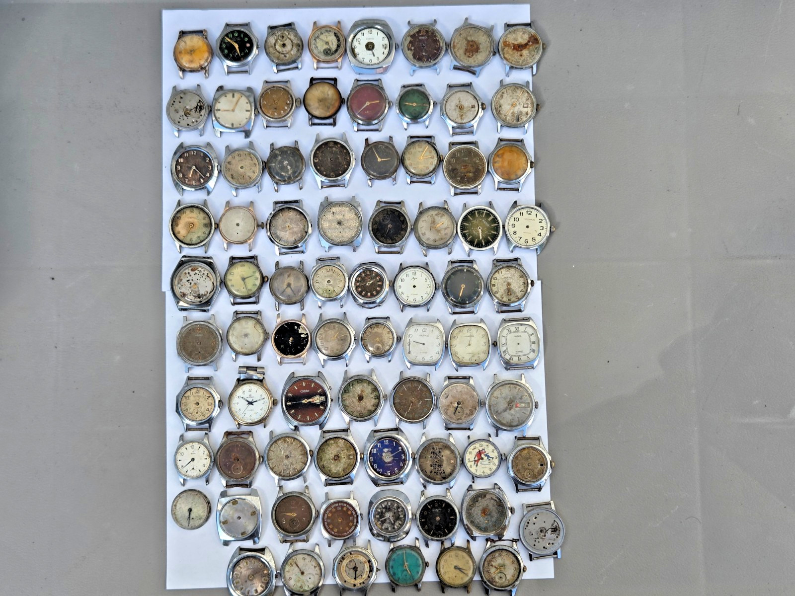 Lot of 75 Russian Watches Vostok Pobeda Mayak Zim etc Not working for parts Read