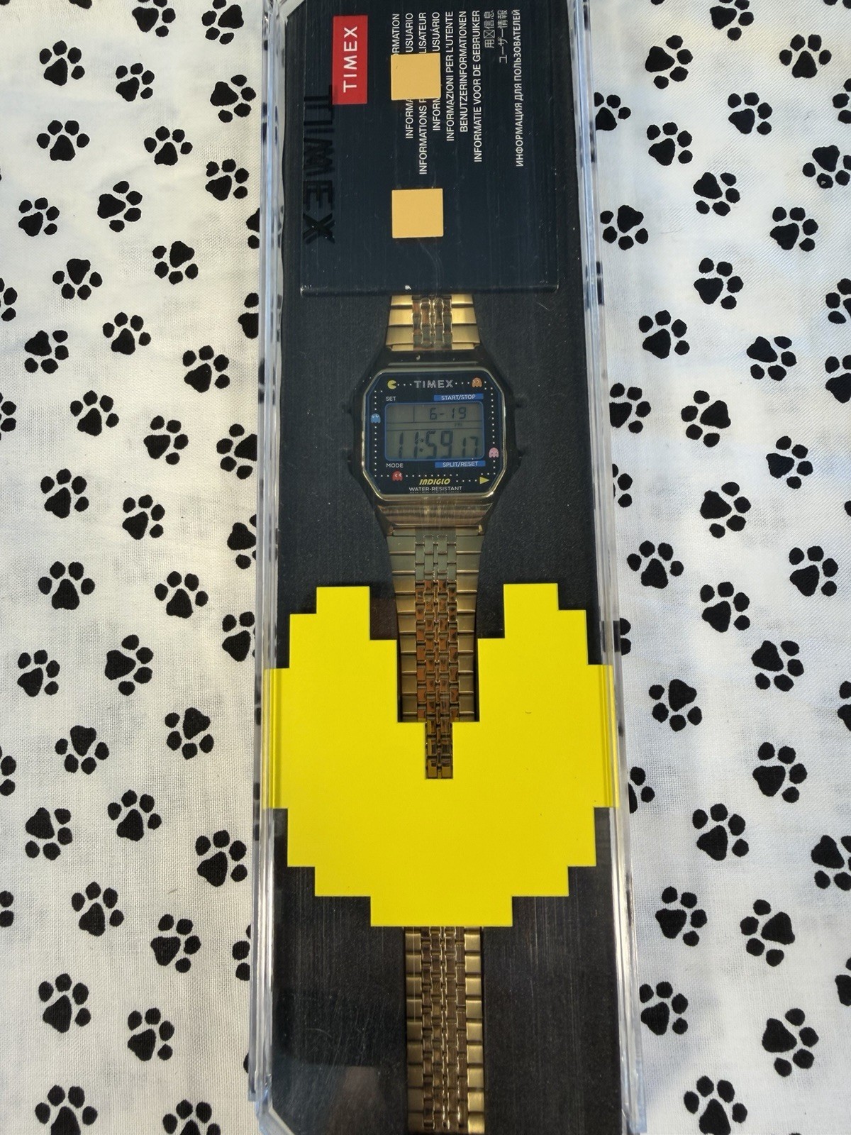 Timex T80 Pac-Man 40th Anniversary Gold Digital Watch Retro Limited Original Box