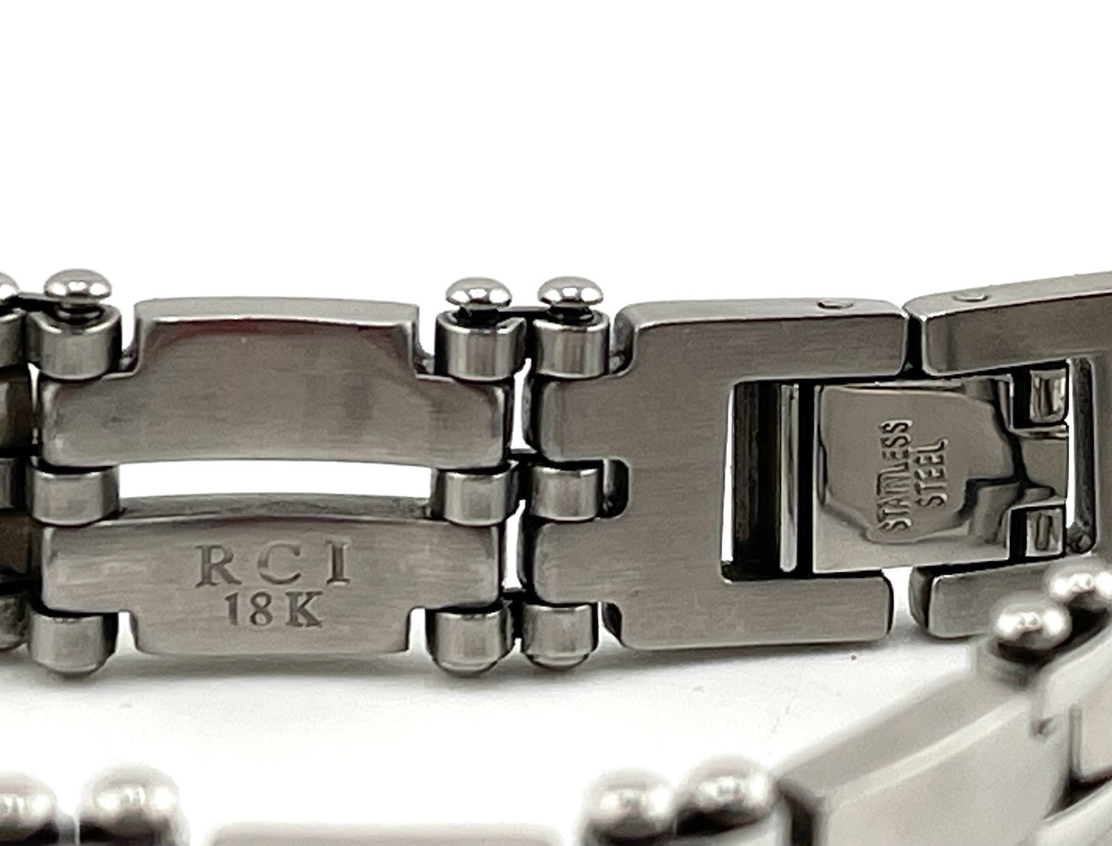 RCI Bracelet 18KT Stamped Gold Stainless Steel Mens Unisex Box Link 8.5 in