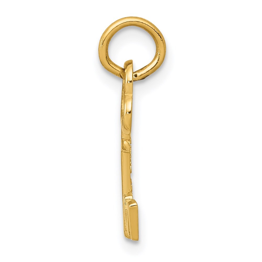 14k Yellow Gold Key Letter M Initial Fancy Charm Pendant L-15.53mm, W-6.88mm