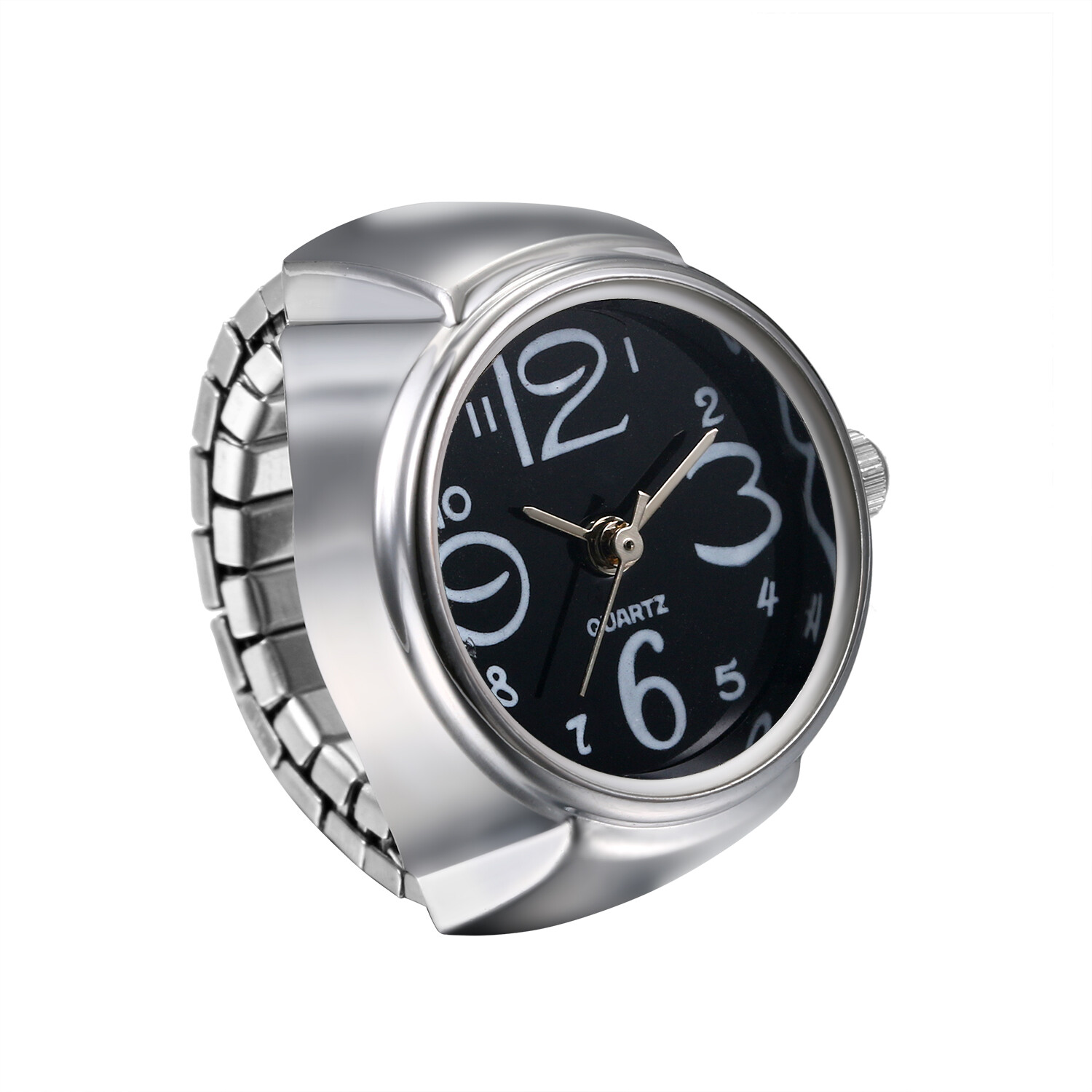 Ring Watch Analog Quartz Watch Dial Elastic Band Creative Finger Watch Men Women