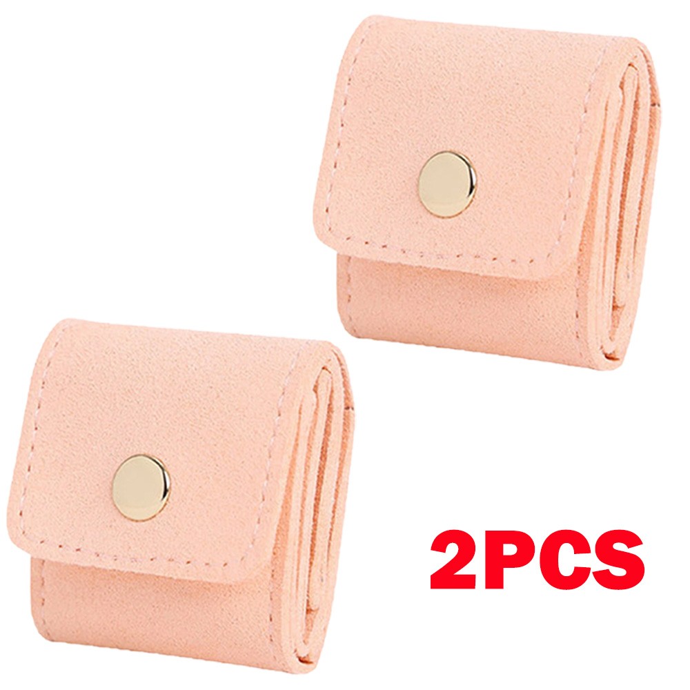 2Pcs Pink Mini Travel Jewelry Organizer Bags Portable Jewelry Roll Up Bag Case