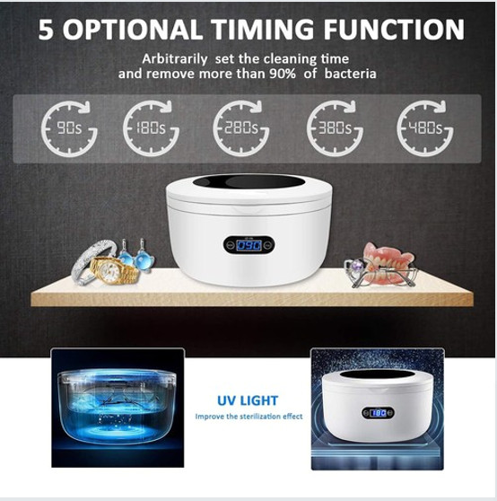Ultrasonic Cleaner, Stainless Steel Tank & Digital Timer for Jewelry, Eyewear