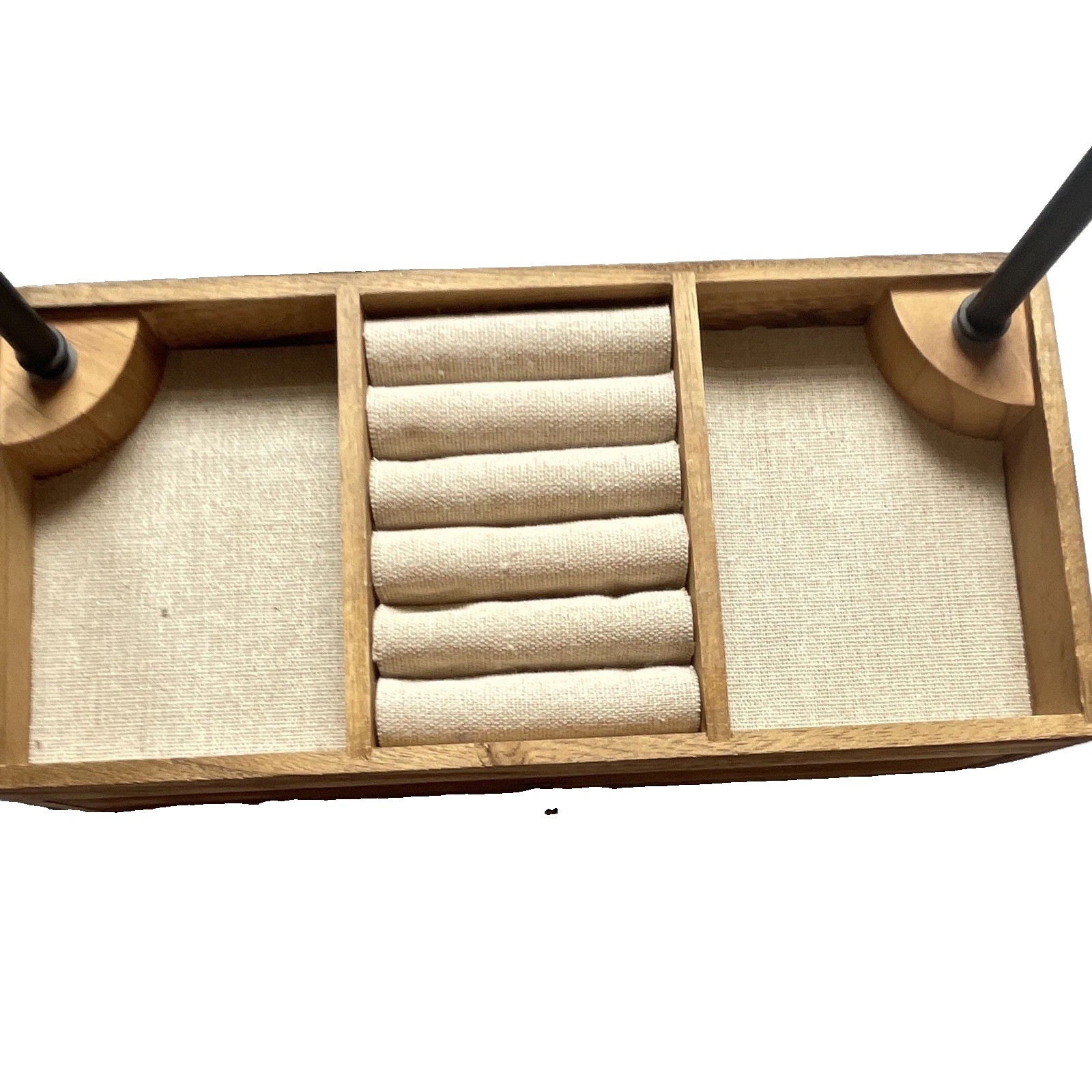Wood & Metal Jewelry Organizer Box, Lined Drawer, Earring & Ring Storage