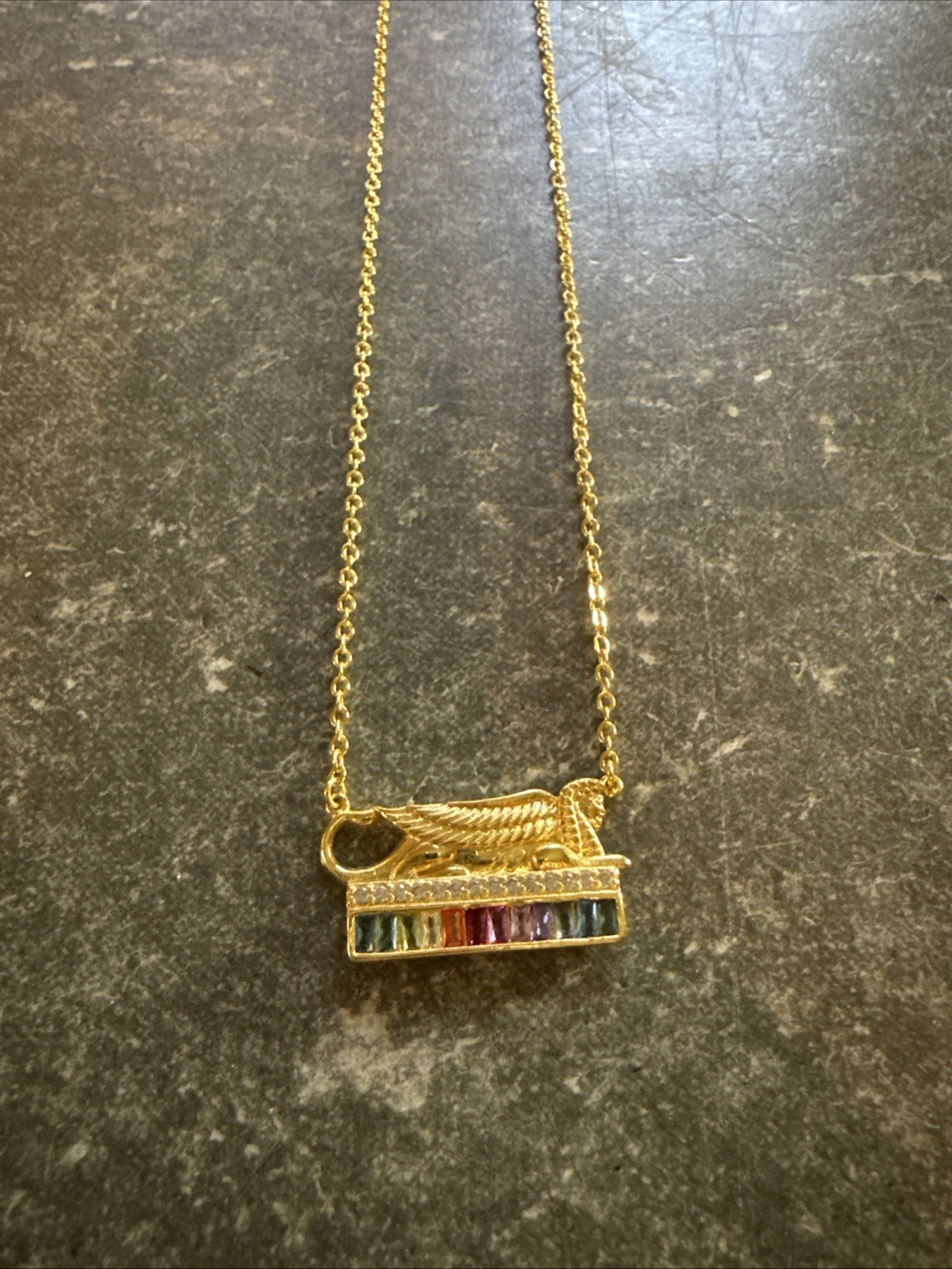 Ring Bomb Party Sphinx Necklace Jewels Of Cleopatra Gold Plate Rainbow Crystals